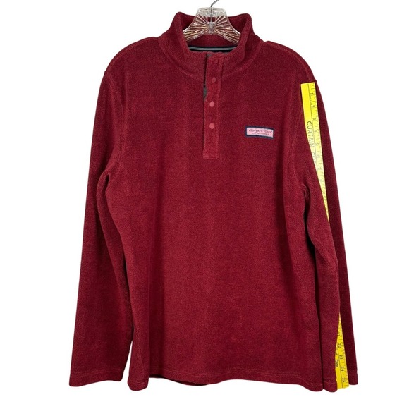 VINEYARD VINES Performance Pullover Fleece, Maroon/Burgundy, Size Medium - Picture 6 of 8
